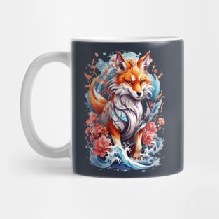 Kitsune fox, Japanese wave Mug